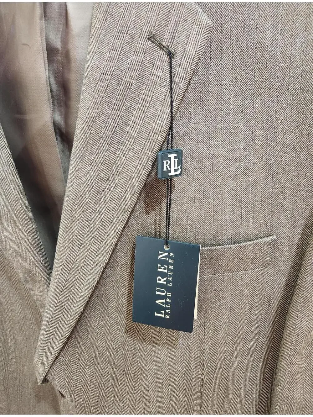 Lauren Ralph Lauren Blazer Coat Men's 44R Silk & Wool Tan Bone NWT $500 Retail